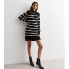 Black Stripe Long Sleeve Knitted Mini Dress