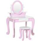 ZONEKIZ Kids Dressing Table Set Kids Vanity Set with Drawer - Pink