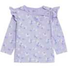 M&S Cotton Floral Long Sleeve Top, 0 Months-3 Years, Purple