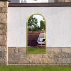 The Arcus - Gold Metal Framed Arched Garden Wall Mirror 47'' X 23.5'' (120CM X 60CM)