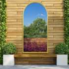 The Arcus - Gold Metal Framed Arched Leaner/Wall Garden Mirror 55'' X 27.5'' (140CM X 70CM)