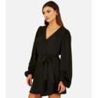 Mela Black Long Sleeve Mini Shirt Dress
