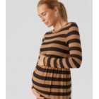 Mamalicious Maternity Black Stripe Long Sleeve Mini Smock Dress