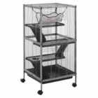Pawhut Small Animal Cage With Wheels Pet Home For Chinchillas Ferrets Kittens, With Hammock, 4 Platforms And Removable Tray