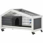 Pawhut Rabbit Hutch, Guinea Pig Cage, Small Animal House Bunny Run With Water Bottle, Wheels, Plastic Slide-out Tray, For Indoors Dark Grey