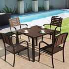 Living and Home Set of 4 Outdoor Patio Seating Garden Dining Armchairs, Brown