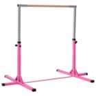 HOMCOM Kids Gymnastics Bar with Adjustable Heights Bar for Kids Pink