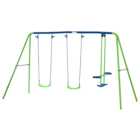 Outsunny Kids Blue and Green Metal Swing Set