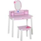 HOMCOM Kids Pink Dressing Table Set