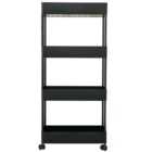 Living And Home WH0943 Black ABS Wood Multi-Tier Multi-Purpose Trolley 22cm