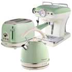 Ariete Vintage ARPK17 Green Dome Kettle 2 Slice Toaster and Espresso Coffee Maker Set