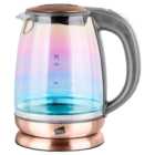 Neo Grey 1.7L Colour-Changing Rainbow-Effect Glass Copper Effect Kettle