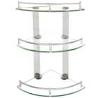 Living And Home WH1077 Tempered Glass & Stainless Steel Multi-Tier Wall Mounted Corner Shelf