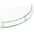 Living And Home WH1076 Silver Tempered Glass & Stainless Steel Wall Mounted Corner Glass Shelf