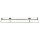 Living And Home WH0713 Silver Tempered Glass & Aluminium Wall Mounted Bathroom Shelf 40cm