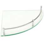 Living And Home WH1075 Silver Tempered Glass & Stainless Steel Wall Mounted Corner Glass Shelf
