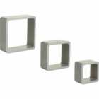 Wilko Set 3 MDF Cube Shelves Grey