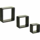 Wilko Set 3 MDF Cube Shelves Black