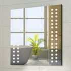 Living and Home White Dotted LED Light Mirror Bathroom Cabinet