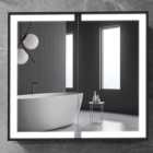 Living and Home Black Framed LED Mirror Bathroom Cabinet
