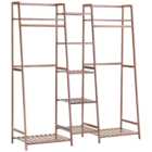 Living And Home SW0376 Natural Bamboo Multi-Tier Clothing Rack With Storage Shelf