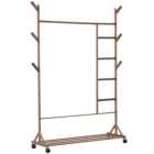 Living And Home SW0372 Natural Bamboo Freestanding Clothing Rack With Storage Shelf