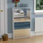 Home Vida Welham White 3-Drawer Mirrored Shoe Cabinet Rack