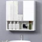 Kleankin White Mirror Bathroom Cabinet with Ridge Design