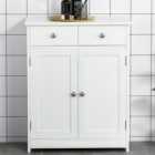 Kleankin White 2 Drawer 2 Door Floor Cabinet