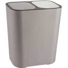 Living And Home Kitchen 15L Rubbish Dustbin Double Recycling Bin 2 Section Grey