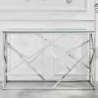 Furniturebox Sicily Clear Glass and Silver Chrome Rectangular Console Table