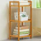 Living and Home 3 Shelf Natural Small Bookshelf
