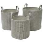 JVL Silva Set of 3 Round Fabric Storage Baskets