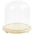 Living and Home Colourful Light Clear Glass Dome Cloche with Wood Base 11 x 15cm