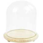 Living and Home Clear Glass Dome Cloche with Wood Base 15 x 21cm