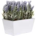 GreenBrokers Artificial Lavender Plant in White Window Box 30cm