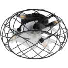Living and Home Black Cage Ceiling Fan with Light and Remote