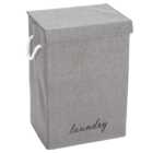 Living And Home WH0809 Grey Cotton Fabric Foldable Laundry Basket With Lid