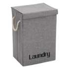 Living And Home WH0750 Grey Cotton Fabric Foldable Laundry Basket With Lid