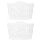 2 x Wham 50L Plastic Flexi Basket Ice White