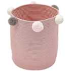 Living And Home WH0701 Pink Cotton Fabric Laundry Basket