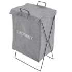 Living and Home Grey Folding Fabric Laundry Basket Hamper