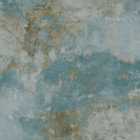 Grandeco Rustic Old Town Plaster Distressed Concrete Teal Textured Wallpaper