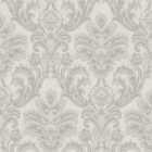 Grandeco Atessa Luxury Embossed Damask Silver Wallpaper