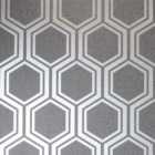 Arthouse Luxe Hexagon Gunmetal Silver Wallpaper