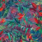 Grandeco Paradise Jungle Painted Flower Red and Green Textured Wallpaper