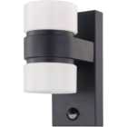 EGLO Atollari LED 2 Light Black Exterior Sensor Wall Light