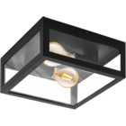 EGLO Alamonte1 2 Light Black Square Caged Exterior Ceiling or Wall Light