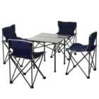 Outsunny 5 Piece Folding Camping Table and Chair Set Blue
