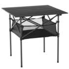 Outsunny Foldable Camping Desk with Storage Black